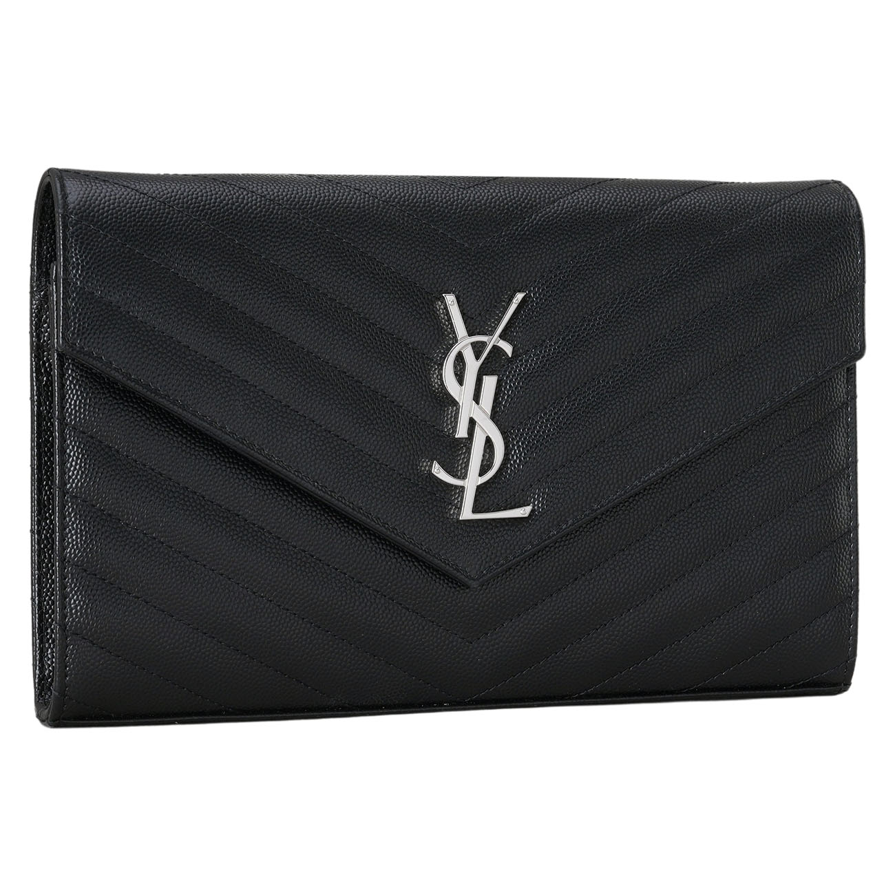 YVES SAINT LAURENT(USED)생로랑 377828 모노그램 쉐브론 체인 숄더백 블랙은장